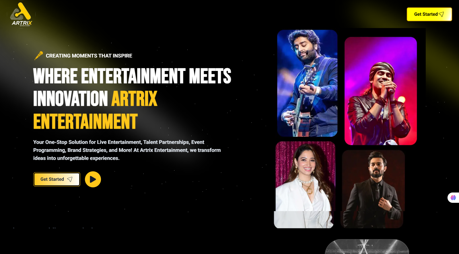 Artrix-Entertainment celebrity booking website